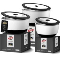 Evolution microwave bowl set – stainless steel and tempered glass - Image 2