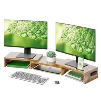 Wooden desktop stand for laptop and dual display - Image 2