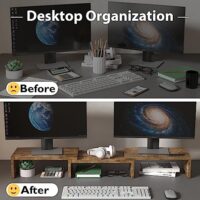 Wooden desktop stand for laptop and dual display - Image 3