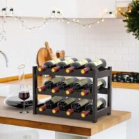 Purbambo Bamboo Wine Shelf – Storage shelf for 12 bottles, 3 floors - Image 3