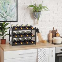 Purbambo Bamboo Wine Shelf – Storage shelf for 12 bottles, 3 floors - Image 4