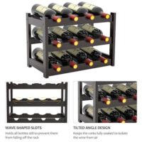 Purbambo Bamboo Wine Shelf – Storage shelf for 12 bottles, 3 floors - Image 6